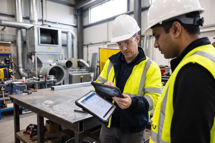 Building-services professional reviewing project information