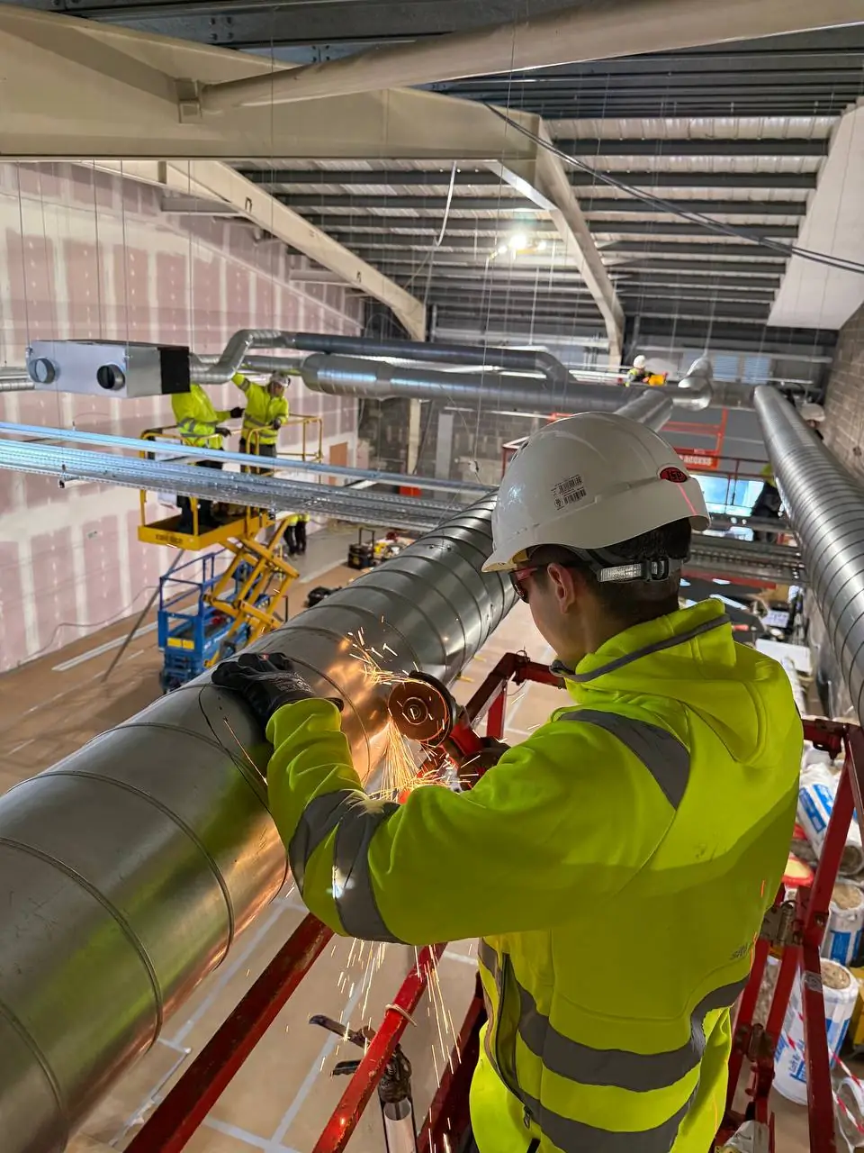 Large ventilation ductwork installation